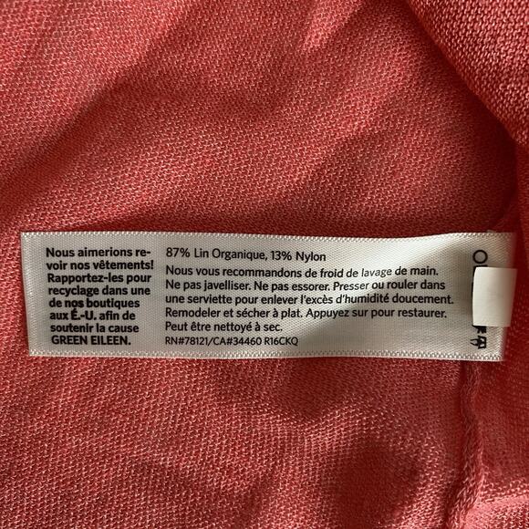 Eileen Fisher Pink Linen Nylon‎ Fine Knit Asymmetrical Top Tee Shirt XL Beachy - Picture 10 of 12